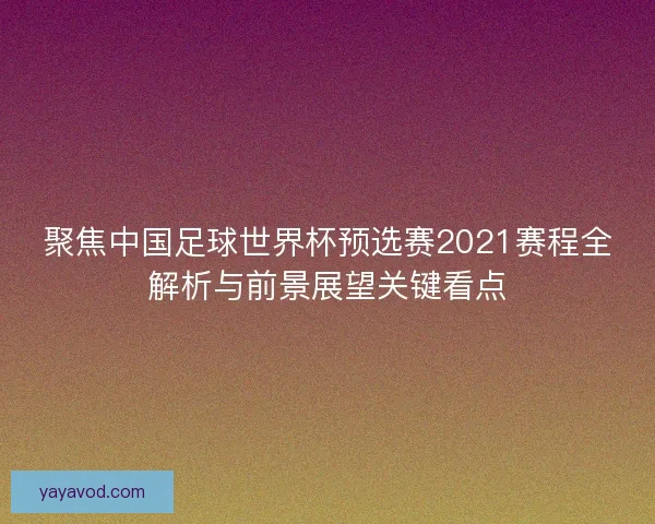 聚焦中国足球世界杯预选赛2021赛程全解析与前景展望关键看点